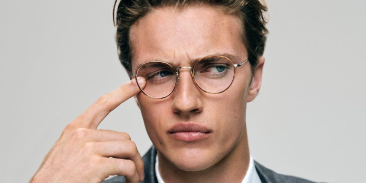 Lucky Blue Smith modeled Oliver Peoples Sidell OV1333 5036 optical glasses for the brand's Fall/Winter 2023 campaign