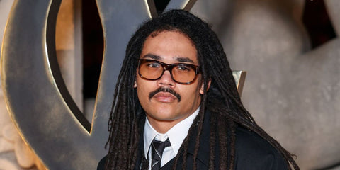 Luka Sabbat was seen wearing tortoiseshell Saint Laurent Sun SL 815 Romy 009 sunglasses with light brown lenses at the Saint Laurent Fall/Winter 2026 fashion show during Paris Fashion Week.