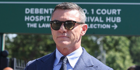 Luke Evans was seen wearing tortoiseshell Ralph Lauren RL8229U 5003/4E round sunglasses with green lenses at the Wimbledon Tennis Championships 2025. Shop online now on Pretavoir