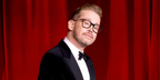 Macaulay Culkin was seen wearing shiny black and golc Tom Ford TF5904-B 005 Blue Control optical glasses to attend the Academy Museum of Motion Pictures 4th Annual Gala in Los Angeles