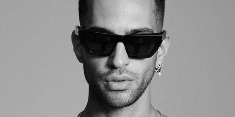 Mahmood is seen wearing Saint Laurent Sun SL 462 Sulpice 001 sunglasses in an editorial page of Numéro Berlin