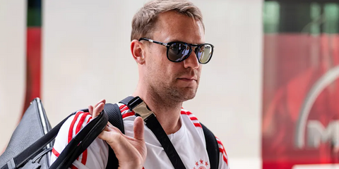 German goalkeeper Manuel Neuer was seen wearing black Persol 0714 Folding 95/31 sunglasses at the Audi Summer Tour 2022. Shop online now on Pretavoir
