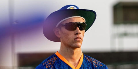 South African cricketer Marco Jansen was seen wearing black Oakley Radar EV Path OO9208 52 Prizm sunglasses in Abu Dhabi, shared through his Instagram post in September 2021.