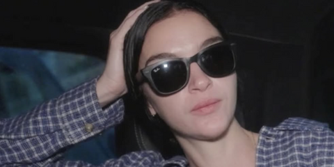 Mariacarla Boscono is seen wearing Ray-Ban Wayfarer RB 2140 1277/71 sunglasses in Vogue Italia's Diary of a Model video series