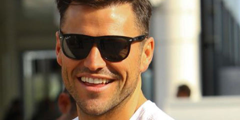 Television personality Mark Wright of The Only Way Is Essex was seen wearing black Ray-Ban RB 4147 Boyfriend 601/58 Polarised sunglasses