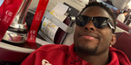 Rugby player Maro Itoje was seen waring black ASAP Rocky Blacked Out Collection Ray-Ban Mega Wayfarer RB 0840S 6826/J5 sunglasses following England's win at the Lions Men's Series Australia 2025. Shop online now on Pretavoir