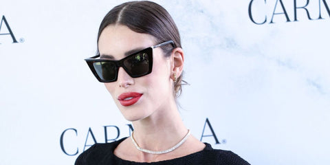 Spanish model and digital creator Marta Lopez Alamo was seen wearing black Saint Laurent Sun SL 372 001 cat eye sunglasses at Carmela Shoes event in Madrid, June 2023.