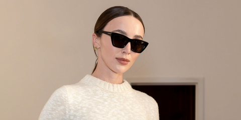 Russian influencer Mary Leest was seen wearing black Saint Laurent Sun SL 276 Mica 001 sunglasses during Milan Fashion Week season Spring/Summer 2026. Shop online now on Pretavoir