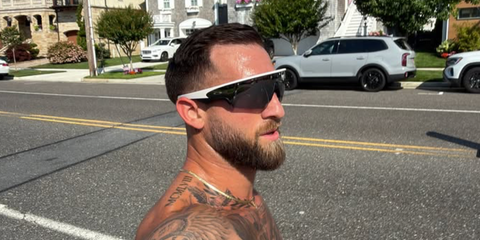 Trainer and former athlete Matt Tralli was seen wearing white Oakley Meta Vanguard OW8001 05 Smart Glasses with prizm black lenses in his Instagram post, August 2026.