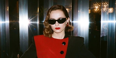 Maude Apatow is seen wearing Saint Laurent Sun SL 329 001 sunglasses in her Instagram post