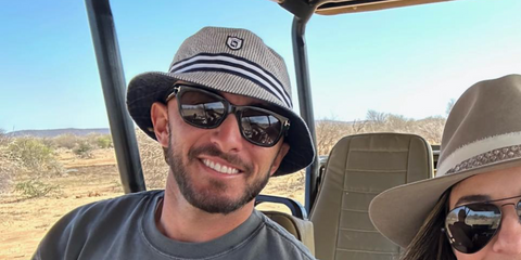 Professional golfer Max Homa was seen wearing black Tom Ford Snowdon TF0237 01D Polarised sunglasses during his safari trip in South Africa, November 2023. Shop online now on Pretavoir