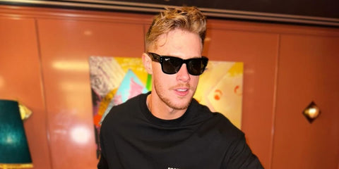 Actor Max Parker was seen wearing black Ray-Ban Mega Wayfarer RB 0840S 901/58 Polarised sunglasses in his Instagram post, May 2023.