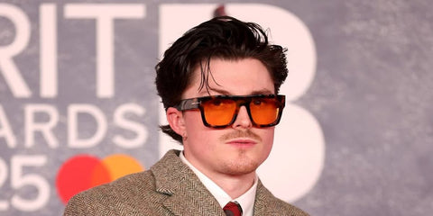 Max Selwood was seen wearing tortoiseshell Tom Ford Fausto TF711 56E sunglasses with yellow lenses to attend the 2024 Brit Awards in London