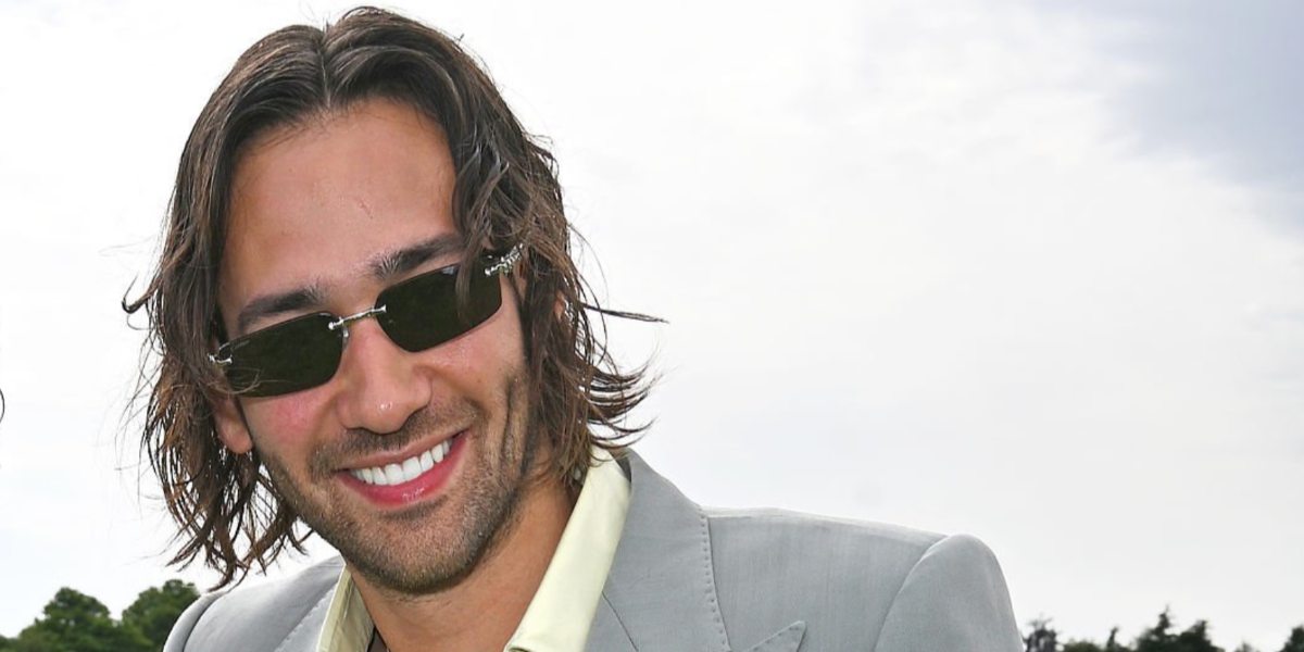 Actor Maxim Baldry was seen wearing Clash de Cartier CT0544S 002 rimless sunglasses at the Cartier Queen's Polo Cup 2026 in Egham, England.