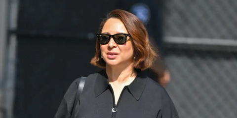 Maya Rudolph was seen wearing black Ray-Ban Wayfarer 2140 901/58 Polarised sunglasses at a taping of Jimmy Kimmel Live! in Los Angeles