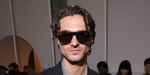 Swiss model Mergim Shabani was seen wearing tortoiseshell Gucci GG1517S 003 sunglasses at the Gucci Menswear Spring/Summer 2025 fashion show during Milan Men's Fashion Week.