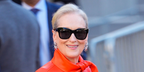 Meryl Streep was seen wearing black Givenchy City GV40131I 01A square sunglasses at the world premiere of The Devil Wears Prada 2 in New York City, April 2026.