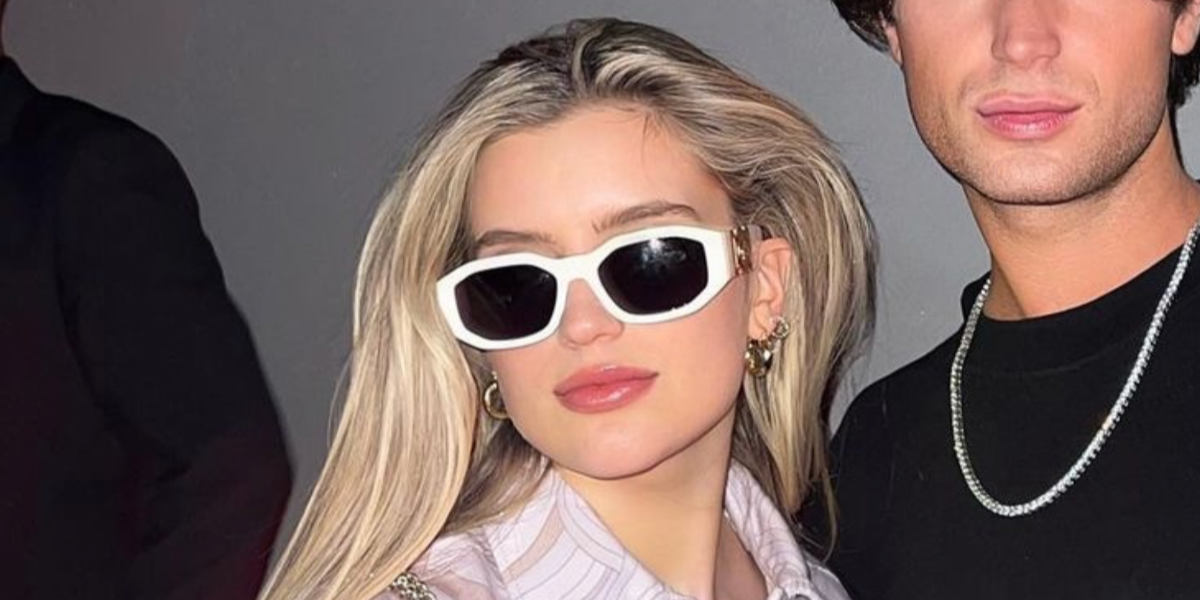 Australian actress and model Mia Healey was seen wearing white Versace 4361 401/87 Medusa Biggie sunglasses.