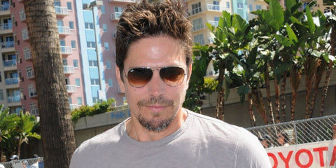 Actor Michael Trucco was seen wearing ruthenium Ray-Ban Aviator 3025 004/51 Grey/Brown Gradient sunglasses at the Toyota Grand Prix of Long Beach 2016.
