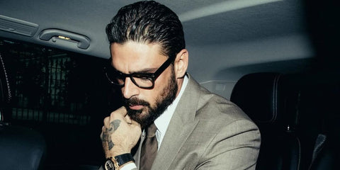 Michele Morrone is seen wearing Hugo Boss 1719 807 optical glasses in his Instagram post