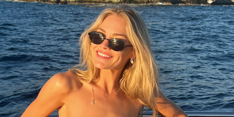 Actress Michelle Randolph was seen wearing black Saint Laurent Sun SL 692 001 oval sunglasses in a social media post, January 2026.