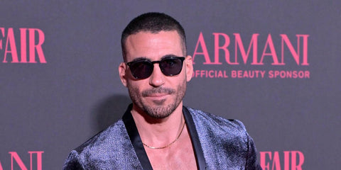 Spanish actor Miguel Angel Silvestre was seen wearing black Giorgio Armani AR8226T 6060/11 sunglasses at the Vanity Fair and Armani Beauty Gala in San Sebastian, September 2025.