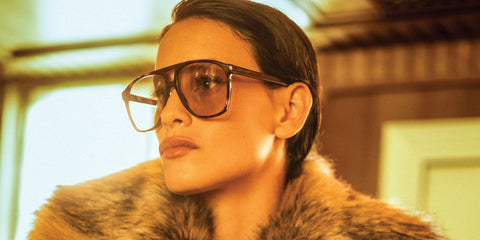 Spanish actress Milena Smit was seen wearing tortoiseshell Saint Laurent Sun SL 596 Dune 003 aviator sunglasses in a Flaunt Magazine feature