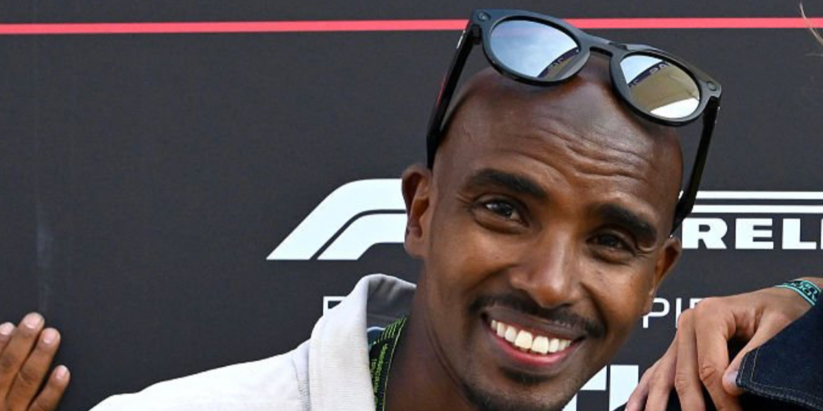 Mo Farah was seen wearing black Oakley Meta Hstn OW8002 03 Prizm Polarised Smart Glasses at the F1 British Grand Prix 2026