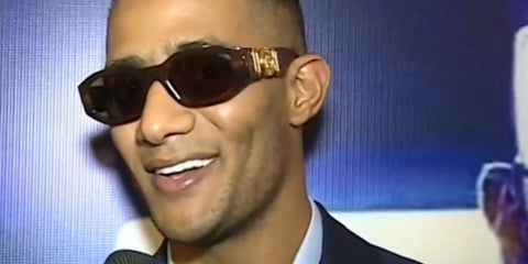 Egyptian singer Mohamed Ramadan was seen wearing tortoiseshell Versace 4361 5217/73 Medusa Biggie sunglasses in an interview with Entertainment Tonight. Shop online now on Pretavoir