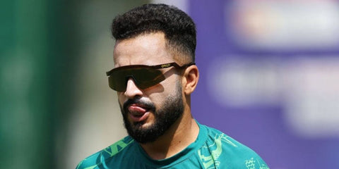 Pakistani cricketer Mohammad Nawaz was seen wearing black Oakley Hydra OO9229 01 Prizm sunglasses.