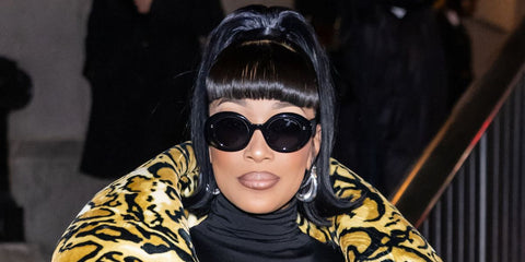 Monica Denise was seen wearing black Marc Jacobs The Sunglasses Marc 799/S MNGIR round sunglasses at the Marc Jacobs Fall/Winter 2026 fashion show in New York, February 2026.