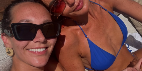 Actress Nadine Mulkerrin was seen wearing black Prada PR 08YS 1AB5S0 Symbole Sunglasses in her Instagram post, August 2024. Shop online now on Pretavoir