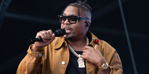 Rapper Nas (Nasir Jones) was seen wearing black Dita Mastix DTS712 01 sunglasses with grey gradient lenses during All Points East Festival 2024 in London, August 2024