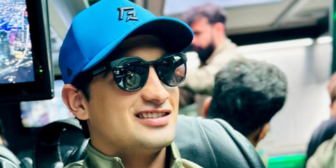 Pakistani cricketer Naseem Shah was seen wearing black Oakley HSTN OO9242 01 Prizm sunglasses in his Instagram post, May 2024.