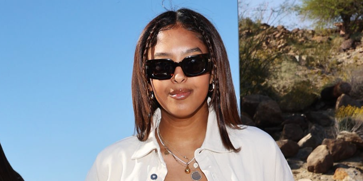 Model daughter of Kobe Bryant, Natalia Bryant was seen wearing tortoiseshell Marc Jacobs Icon MJ 1075/S 086KU sunglasses at the Marc Jacobs & i-D 'The Pre-Party' in Palm Springs, April 2023. Shop online now on Pretavoir
