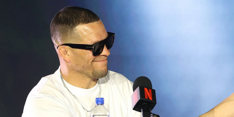 Nate Diaz was seen wearing black Tom Ford Icon Collection TF1201 01A sunglasses during Rousey vs. Carano NYC Press Conference