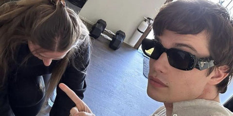 Nicholas Galitzine wears Prada PR 17WS 19D01T symbole sunglasses in a social media post