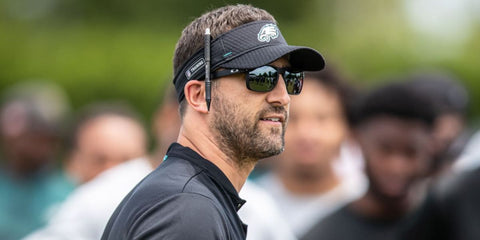 Head Coach of Philadelphia Eagles Nick Sirianni was seen wearing black Oakley Holbrook OO9102 D6 Prizm Polarised sunglasses with black lenses