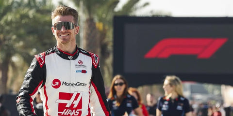 Nico Hulkenberg wears Oakley Sutro Ti OO6013 01 Prizm sunglasses