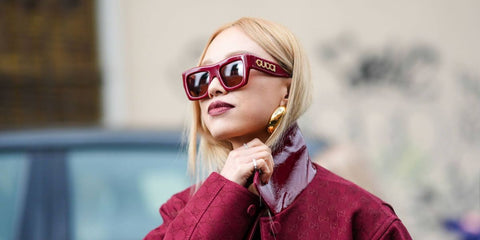 Chinese fashion influencer Niki Wu Jie was seen wearing red Gucci GG1772S 003 sunglasses at the Gucci Fall/Winter 2024 fashion show during Milan Fashion Week. Shop online now on Pretavoir