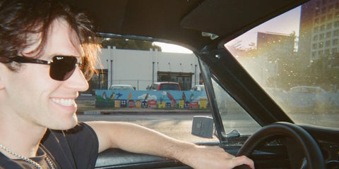 Actor Noah Fearnley was seen wearing gunmetal Ray-Ban RB 3663 004/58 Polarised sunglasses in his Instagram post, June 2025.