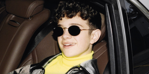 Noah Jupe was seen wearing warm gold Ray-Ban Oval RB 3547 001/31 sunglasses in a Dazed Magazine feature, Winter 2019