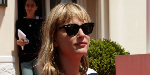 French actress Nora Arnezeder was seen wearing black Ray-Ban Meteor RB 2168 901/31 sunglasses at the 31st Cabourg Film Festival