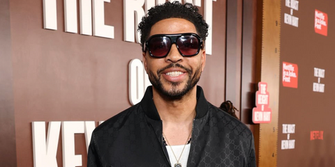 Ocean Glapion was seen wearing black Tom Ford Rhonda-02 TF1324 01B sunglasses with purple gradient lenses at Netflix Is A Joke: The Roast of Kevin Hart event in Inglewood, California, May 2026.