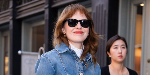 Australian actress Odessa Young was seen wearing black Ray-Ban Wayfarer RB 4340 601 sunglasses at The Tribeca CHANEL Women's Filmmaker Program Luncheon in New York City, September 2024. Shop online now on Pretavoir