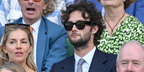 Actor and model Oli Green, pictured with partner Sienna Miller, was seenwearing black Ray-Ban Mega Wayfarer RB 0840S 901/31 sunglasses at the Wimbledon Tennis Championships 2025. Shop online now on Pretavoir
