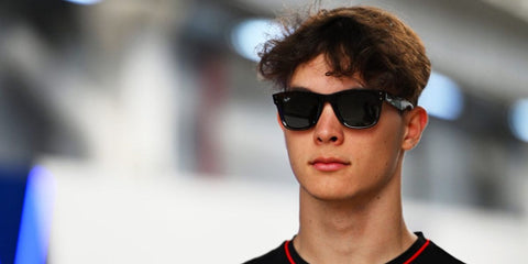 Formula racer Ollie Bearman was seen wearing black Ray-Ban Mega Wayfarer RB 0840S 901/31 sunglasses