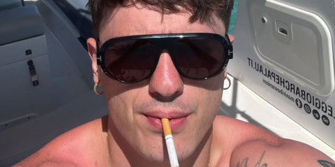 Italian singer Olly was seen wearing black Tom Ford Blake-02 TF1102 01A sunglasses in his Instagram post, July 2024. Shop online now on Pretavoir