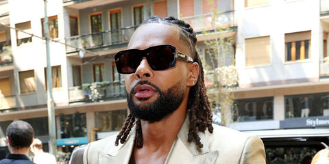Basketball player Patty Mills was seen wearing black Dolce&Gabbana DG4430 501/87 sunglasses at the Dolce & Gabbana Menswear Spring/Summer 2024 fashion show during Milan Men's Fashion Week