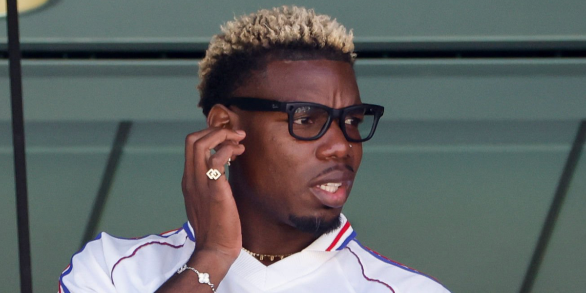 French footballer Paul Pogba was seen wearing matte black Ray-Ban Meta Wayfarer Gen 2 RW4012 601S/1Z Photochromic Smart Glasses at the FIFA World Cup 2026 Group Stage match between France and Senegal